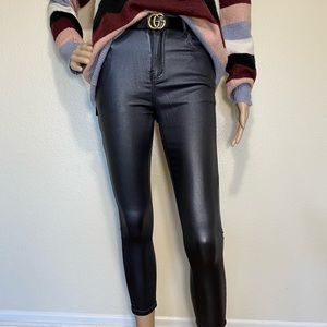 🔥HOT🔥High Rise Shiny Wax Cigarette Skinny Pants